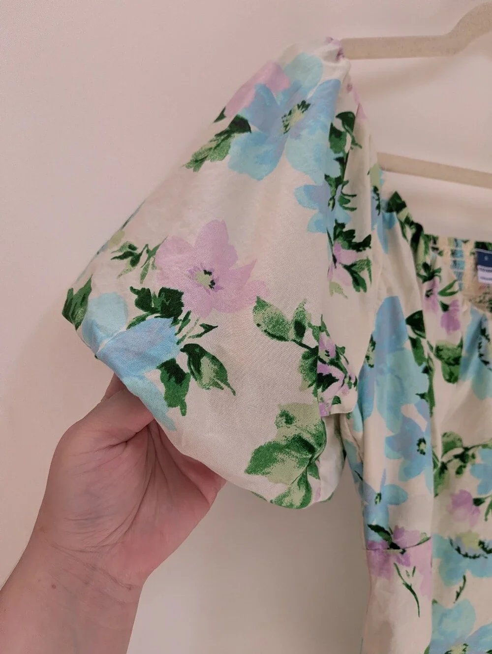 Old Navy Floral Puff Sleeve Baby Doll Blouse Top 100% Cotton Size Small